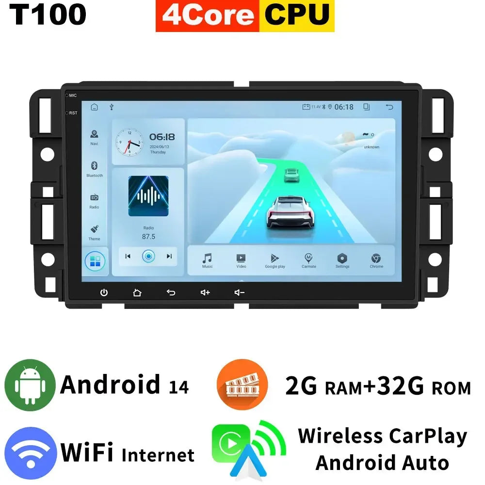 Android 13 Qualcomm 665 8G+256G Car GPS Radio For GMC Sierra Yukon Chevrolet Avalanche Silverado Buick Enclave CarPlay Audio DSP