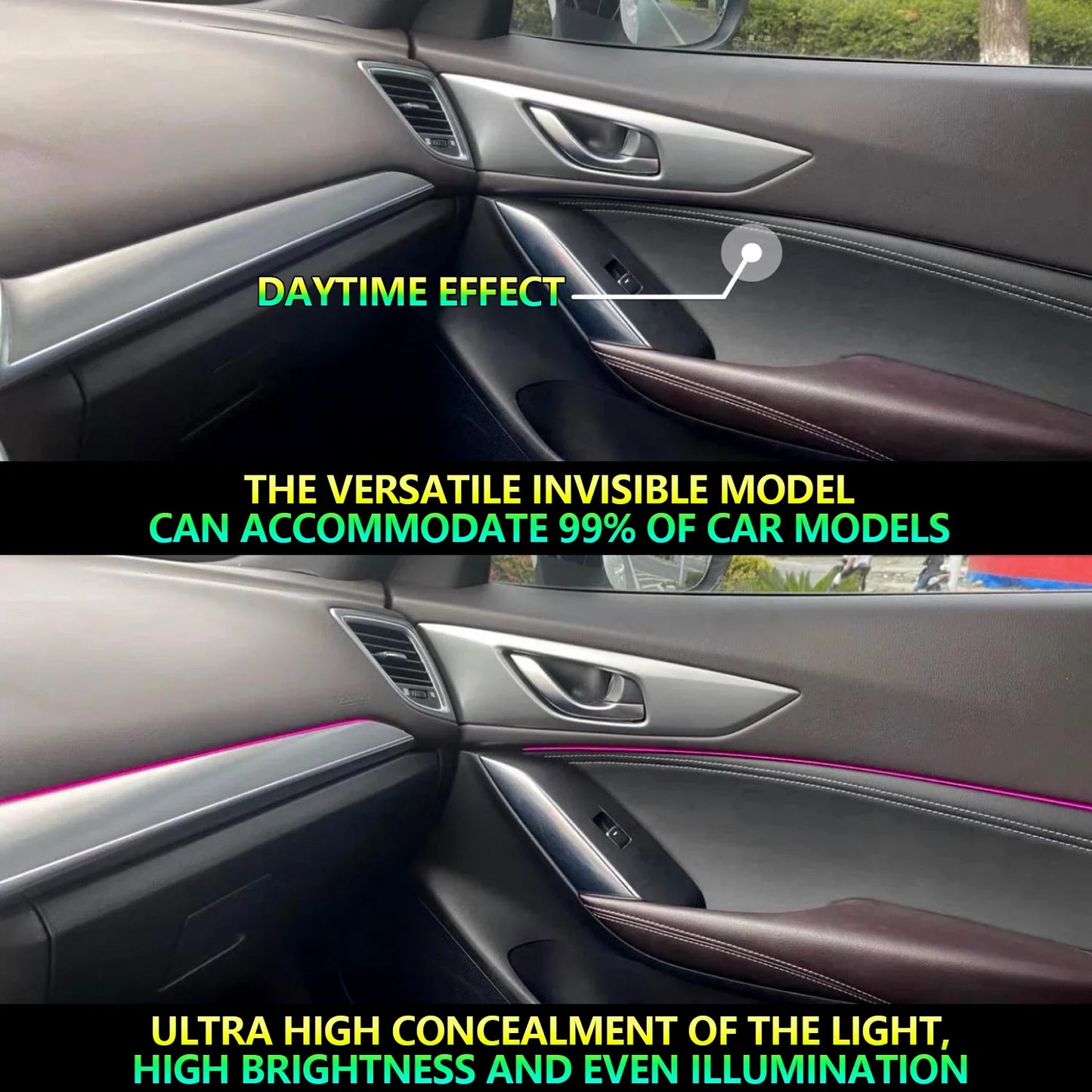 FILIPLI For The MERCEDES-BENZ CLA For 2016 Smart 64 RGB Color Car Ambient Self-Adhesive Light With APP Control Easy To Install