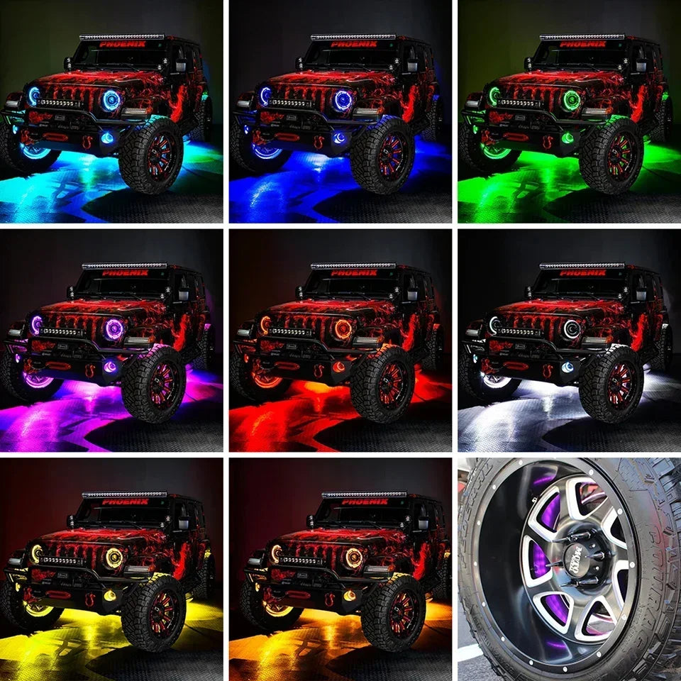 4Pcs Hub Light Wheel Led Car Modification Accessories Dream Colorful Auto SUV Styling Lamp with tune brake signal APP Remote 12V