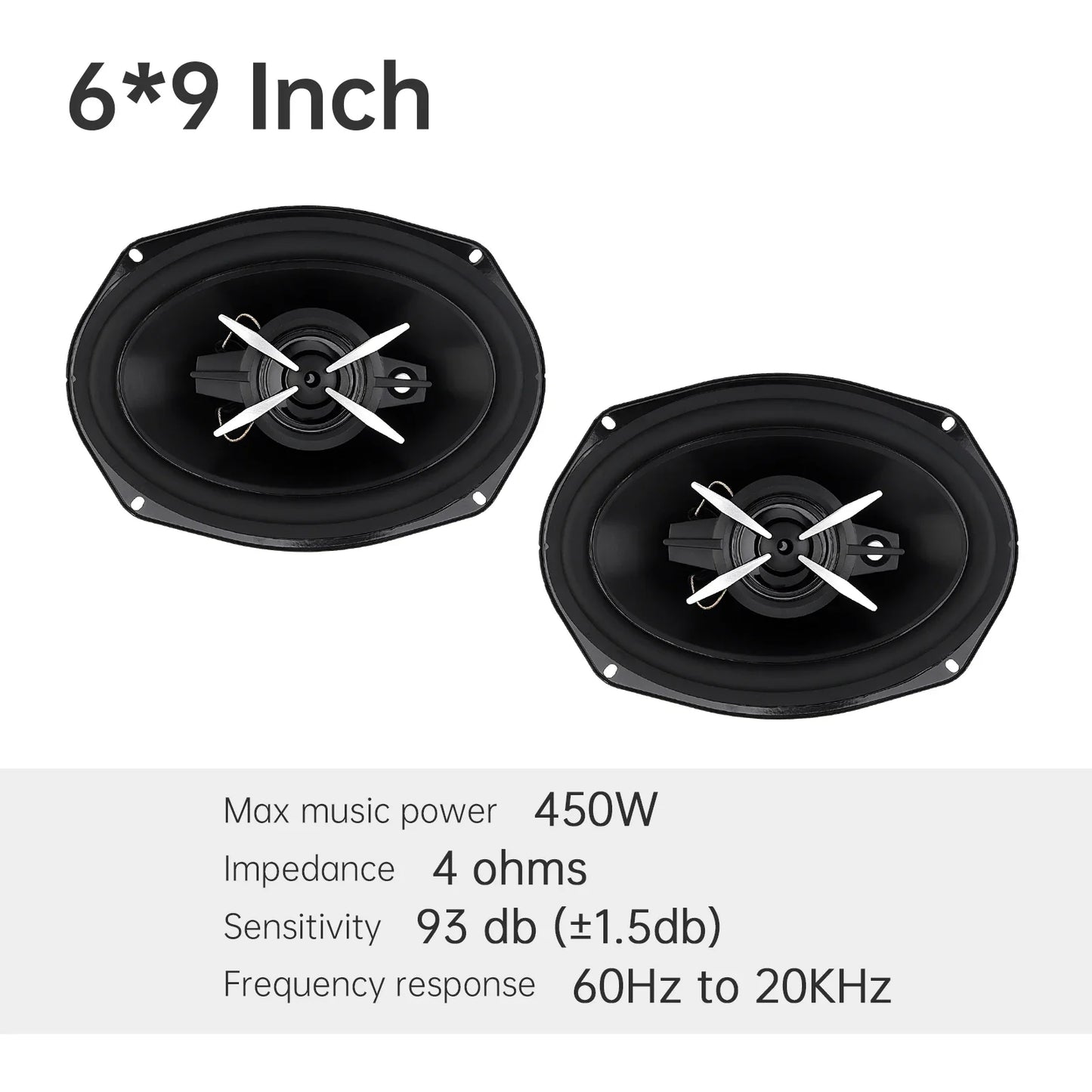 2pcs 12V 6 x 9 Inch Car HiFi Full Range Frequency Speakers Universal 3 Way Coaxial Speakers