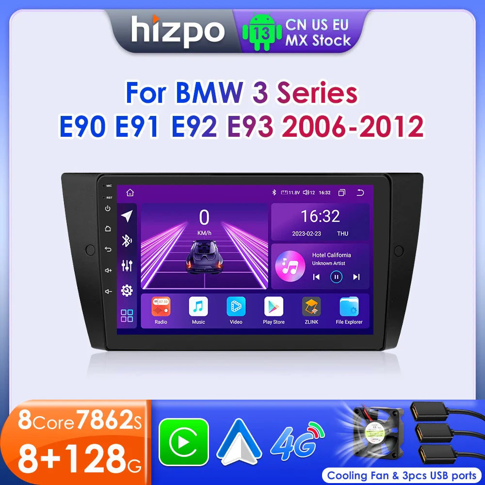 Hizpo Car Radio For BMW 3 Series E90 E91 E92 E93 2006-2012 Stereo Multimedia Wireless CarPlay Android Auto No 2 din 2din DVD RDS