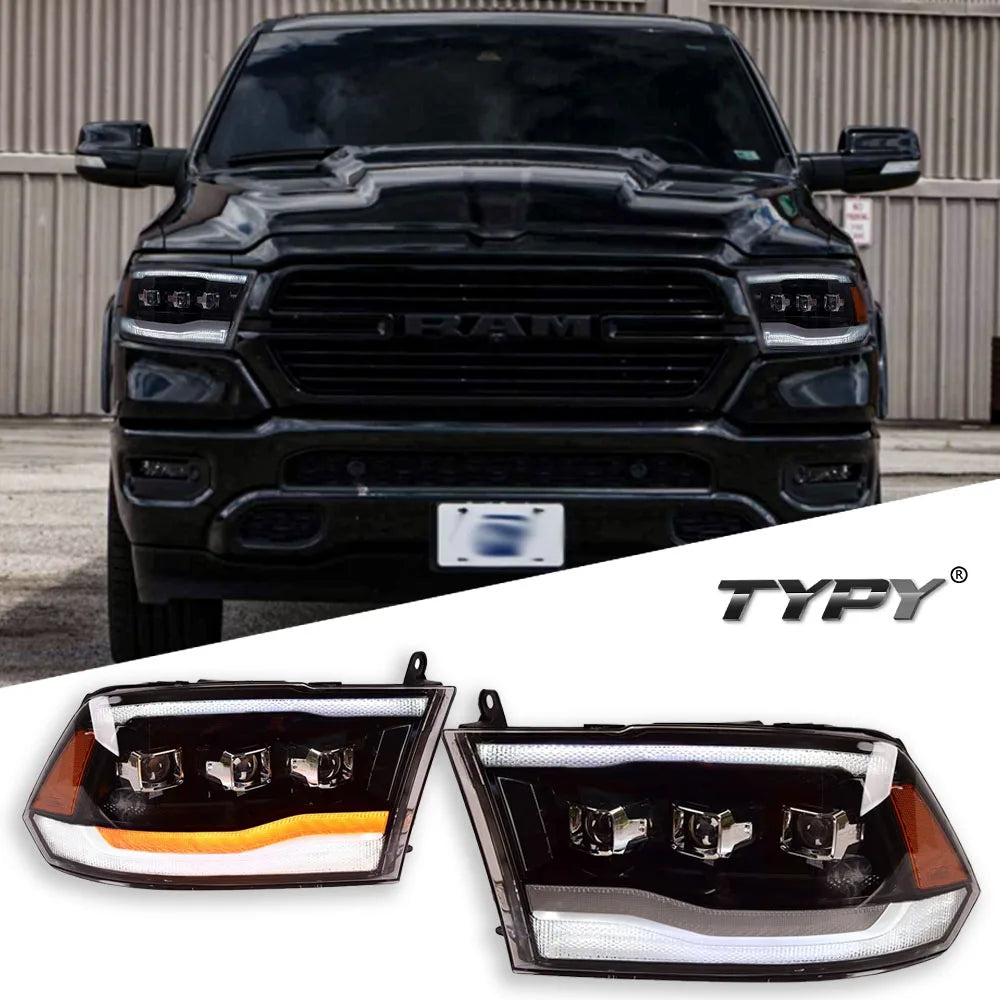 TYPY Car For Dodge RAM 1500 Headlight 2009-2019 Upgrade Modified to New DRL Dynamic Turn Signal LED Headlight Auto Accessories