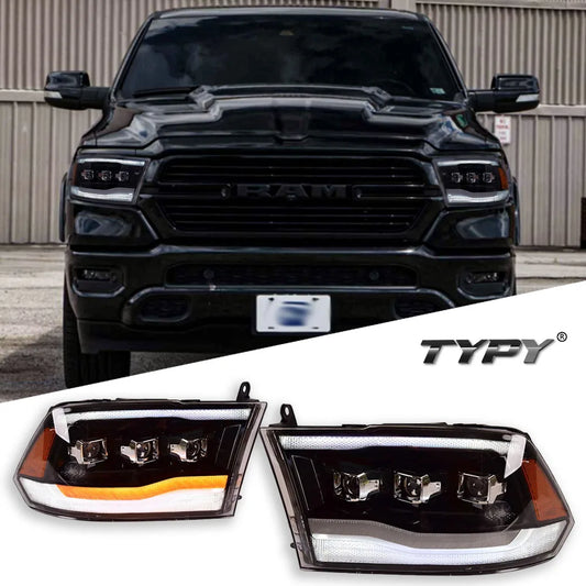 TYPY Car For Dodge RAM 1500 Headlight 2009-2019 Upgrade Modified to New DRL Dynamic Turn Signal LED Headlight Auto Accessories