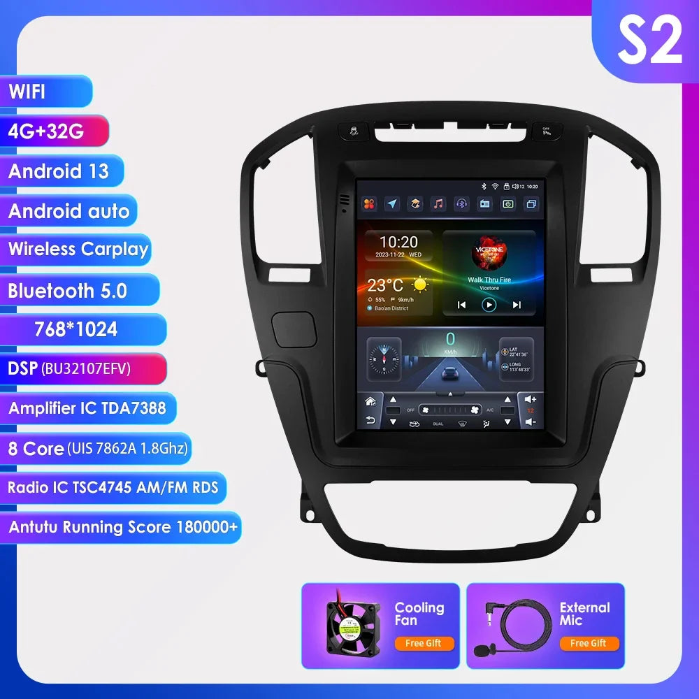Carplay Android 13 Auto Car radio For Opel Insignia Buick Regal 2009-2013 Tesla multimedia player 9.7"7862 Head Unit GPS Stereo
