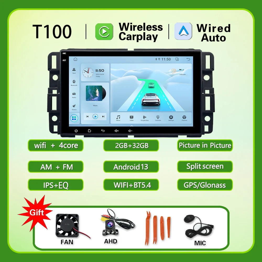 CarPlay Head Unit for Chevrolet Express Van, 4G, WiFi, Android 13, GPS, Tahoe, GMC Yukon, Acadia, Auto Radio