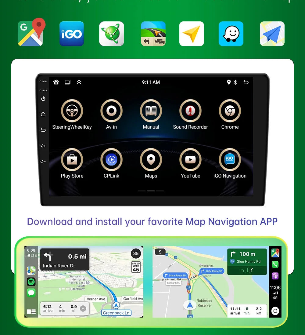 2 din Car play Android Radio Multimedia 7 9 10 inch CarPlay Android 13 Auto  stereo receiver Player 2DIN GPS 4G 64G
