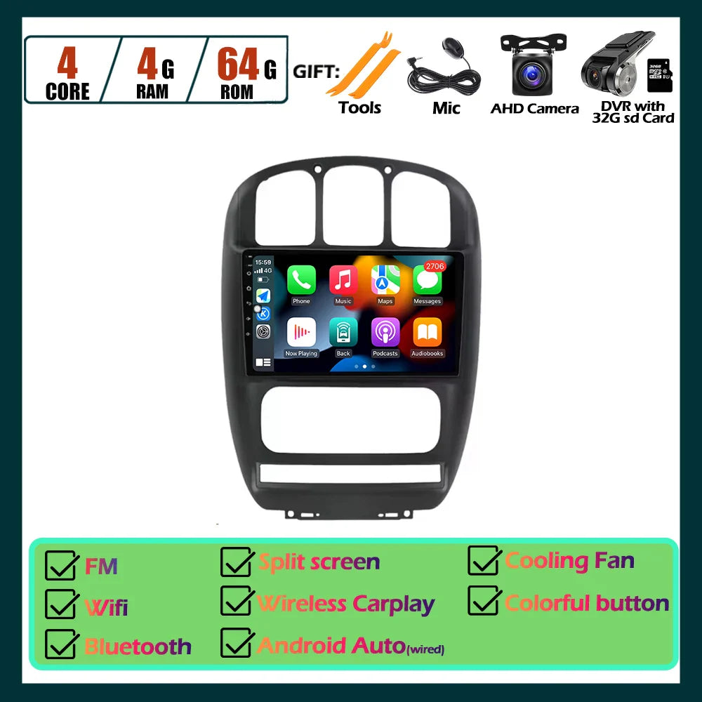 Wireless Carplay Android Auto Screen For Chrysler Voyager Rg Rs Town  & Country Rs 2000-2007 Multimedia Player Stereo Tools 4G