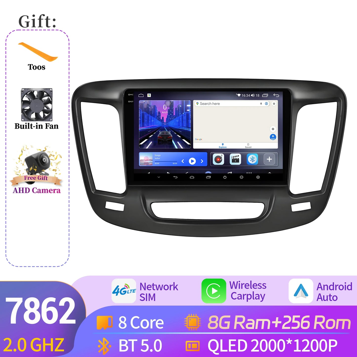 For Chrysler 200 200C 200S 2015-2019 Android 14 Car Radio Stereo Multimedia Navigation Carplay WIFI 4G 5G BT 2K QLED Screen