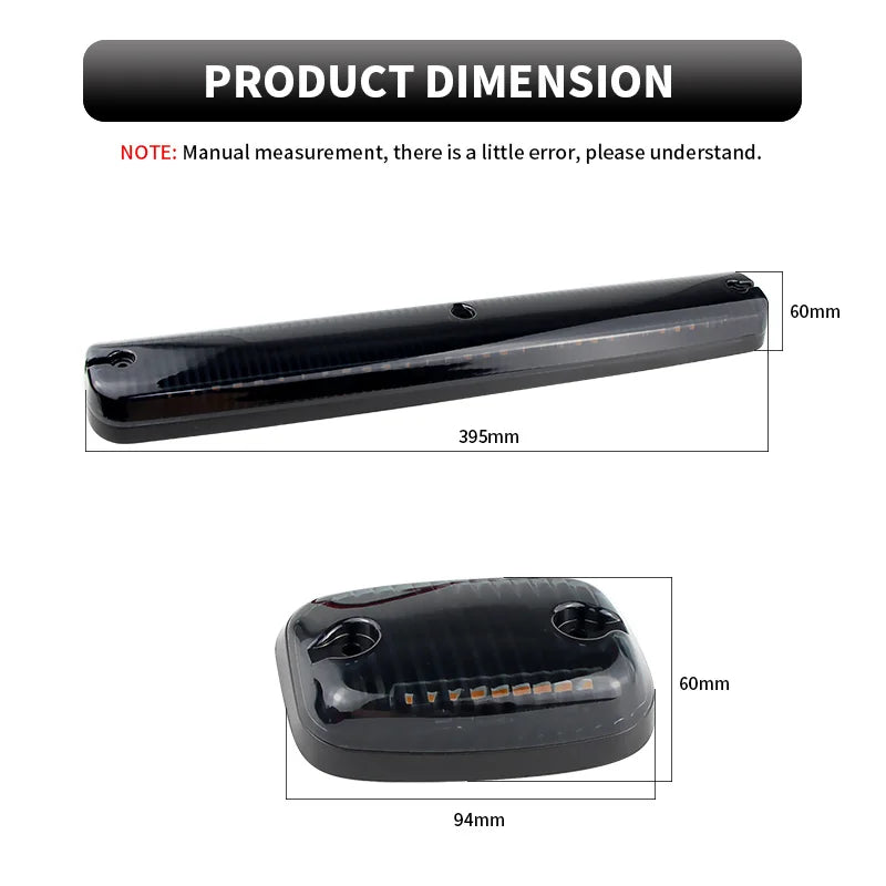 3PC Smoke Cab Roof Running Amber Side Clearance Dome LED Lights For Chevy Silverado G/M C Sierra 2007-2013