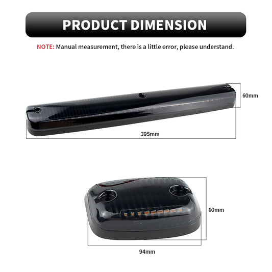 3PC Smoke Cab Roof Running Amber Side Clearance Dome LED Lights For Chevy Silverado G/M C Sierra 2007-2013