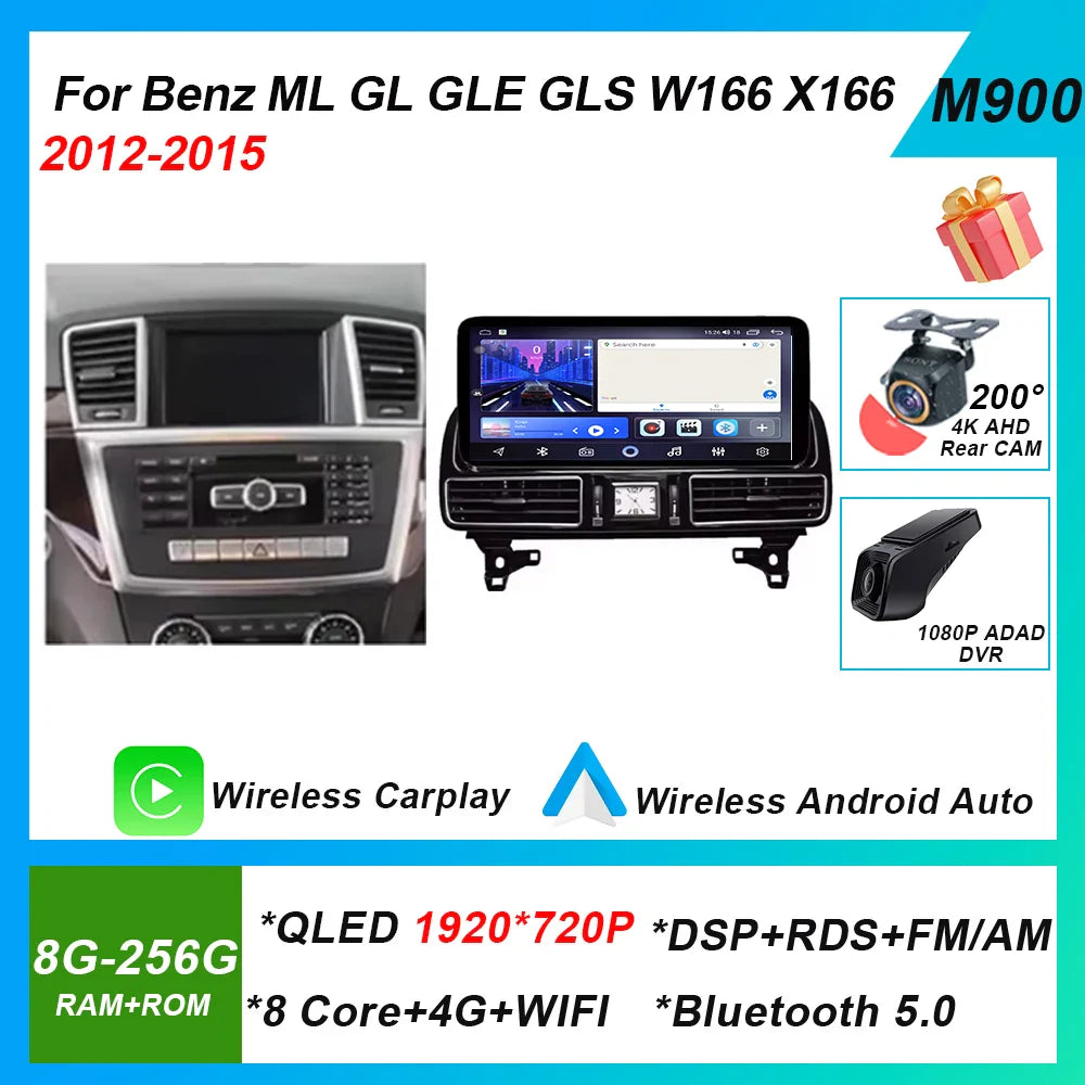 Android 14 Radio For Mercedes Benz ML GL GLE GLS W166 X166 2012-2019 12.3” 4.5NTG 5.0NTG Car Raido Multimedia Video Player GPS
