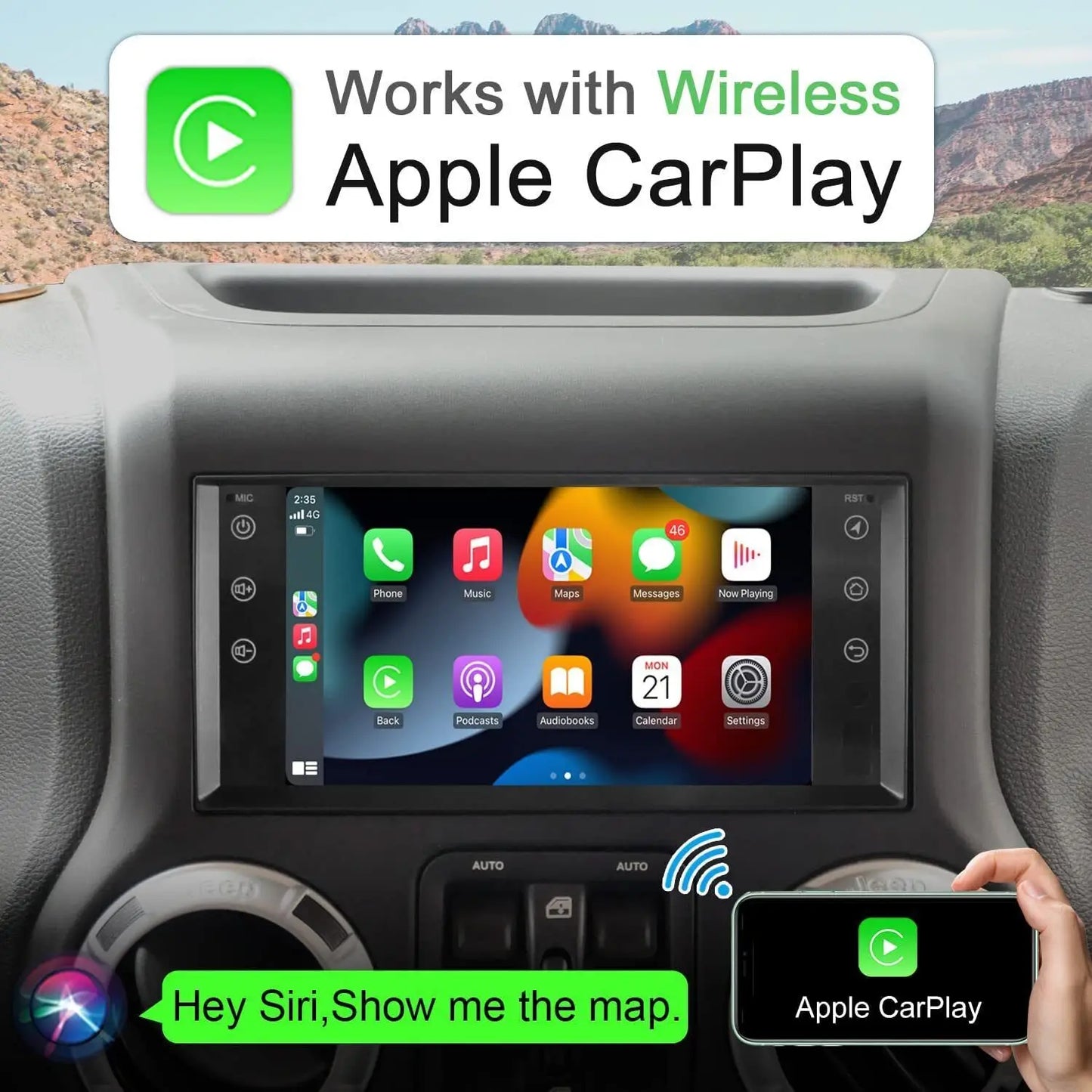 7 inch Car Radio Stereo Wireless Carplay Android Auto For Jeep Grand Cherokee Commander Wrangler Dodge Chrysler Cars GPS WIFI