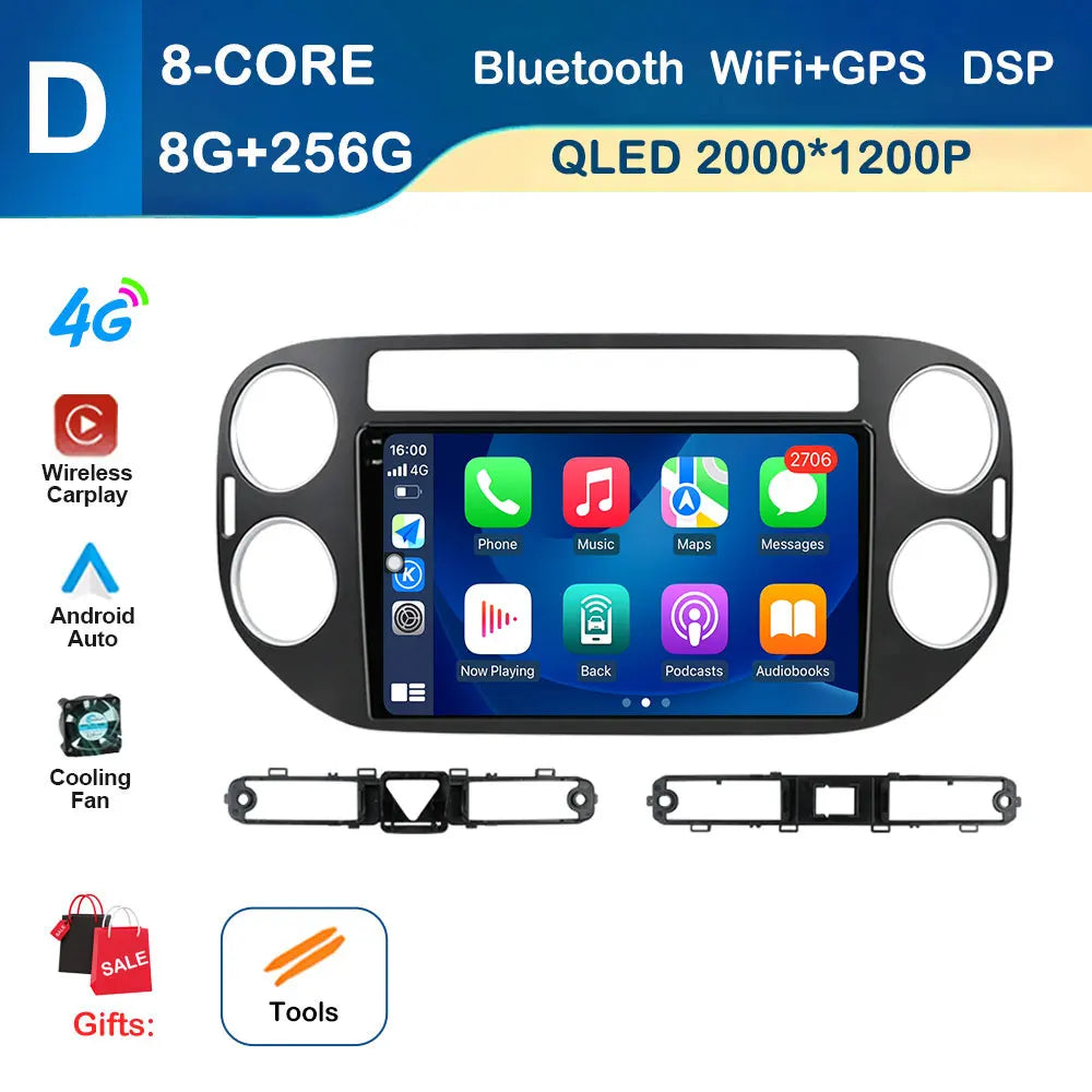 for VW Volkswagen Tiguan 1 NF 2006 - 2016 Car Multimedia Radio Player Android OS GPS Navigation Wireless CarPlay 4G Cooling Fan