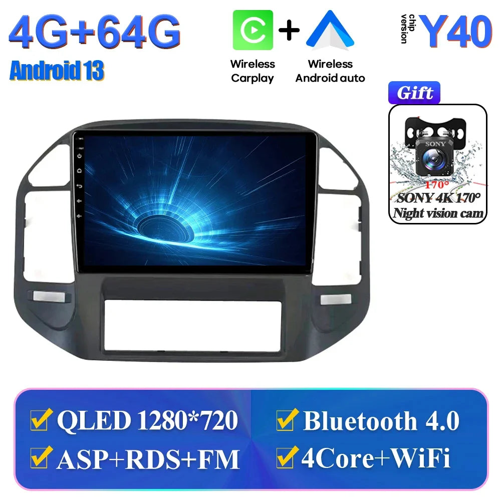 Wireless Android Head Unit For Mitsubishi Pajero 3 V70 V60 1999-2006 Car Auto Radio Carplay Multimedia GPS Navigation No 2din 4G