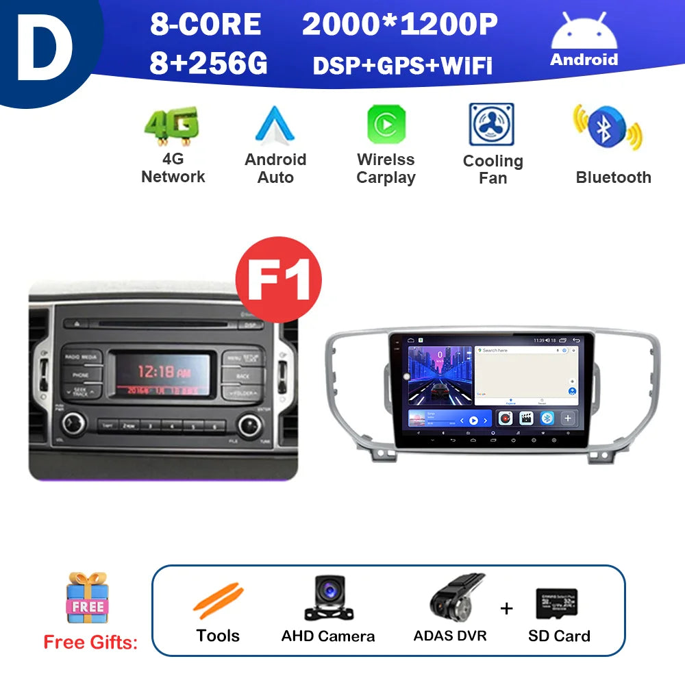 9 inch for KIA Sportage 4 QL 2016 2017 2018 Android Auto Navigation GPS Split Screen Wireless Carplay DSP Stereo Bluetooth WiFi
