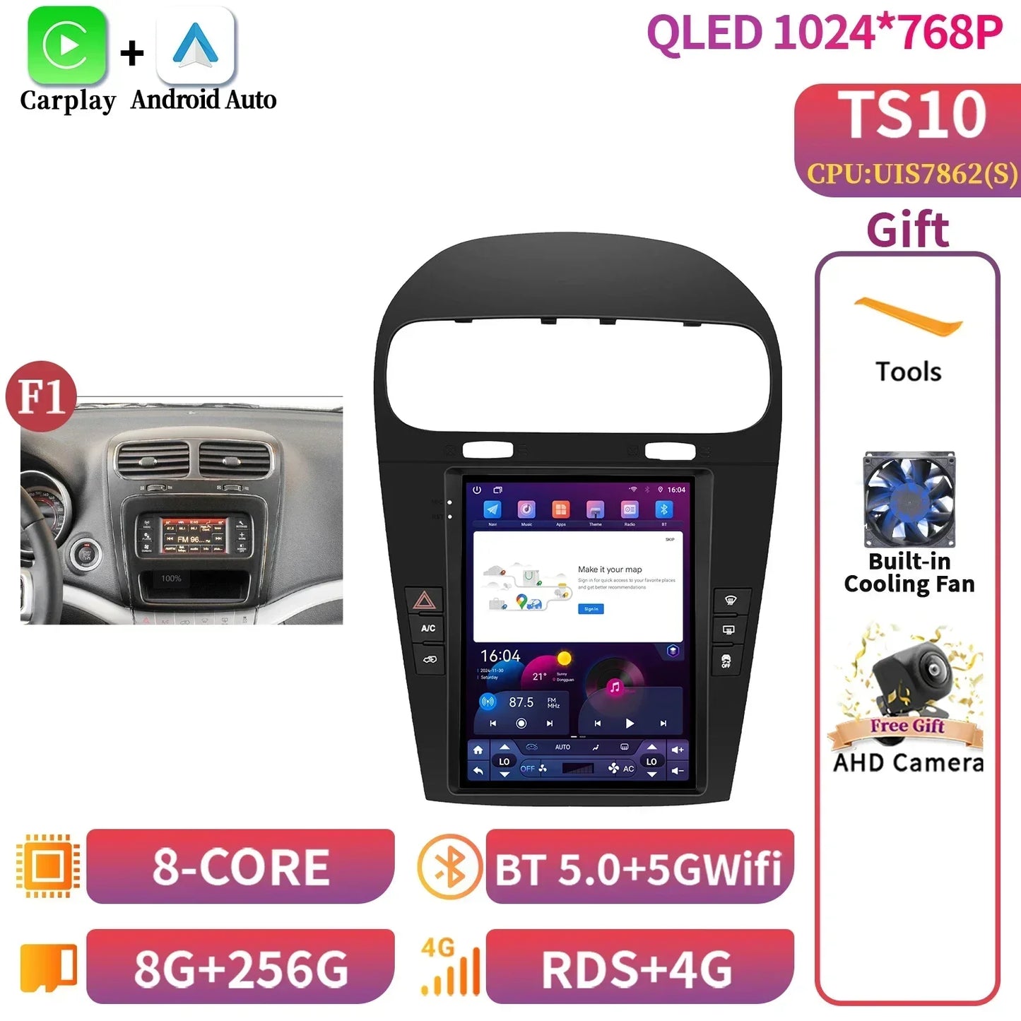 9.7inch Android 14 For Dodge Journey Fiat Freemont 2012-2014 Car Radio Multimedia Intelligent GPS Bluetooth Carplay Touch Screen