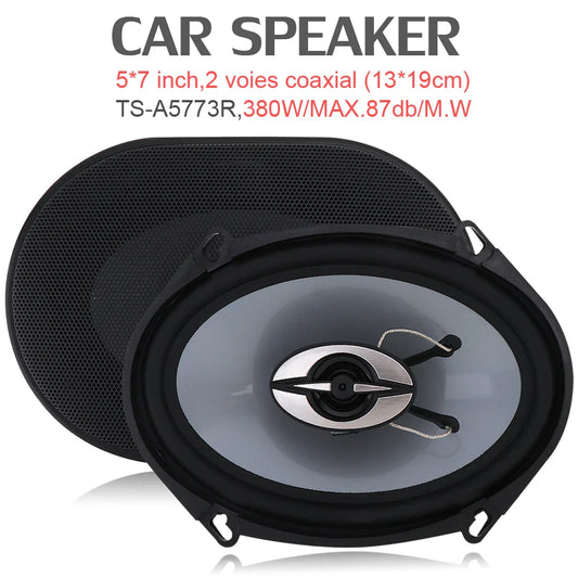 2 Pcs 5x7 Inch 380W Car HiFi Coaxial Speaker Vehicle Door Auto Audio Music Stereo Suoofer Full Range Frequency Speakers