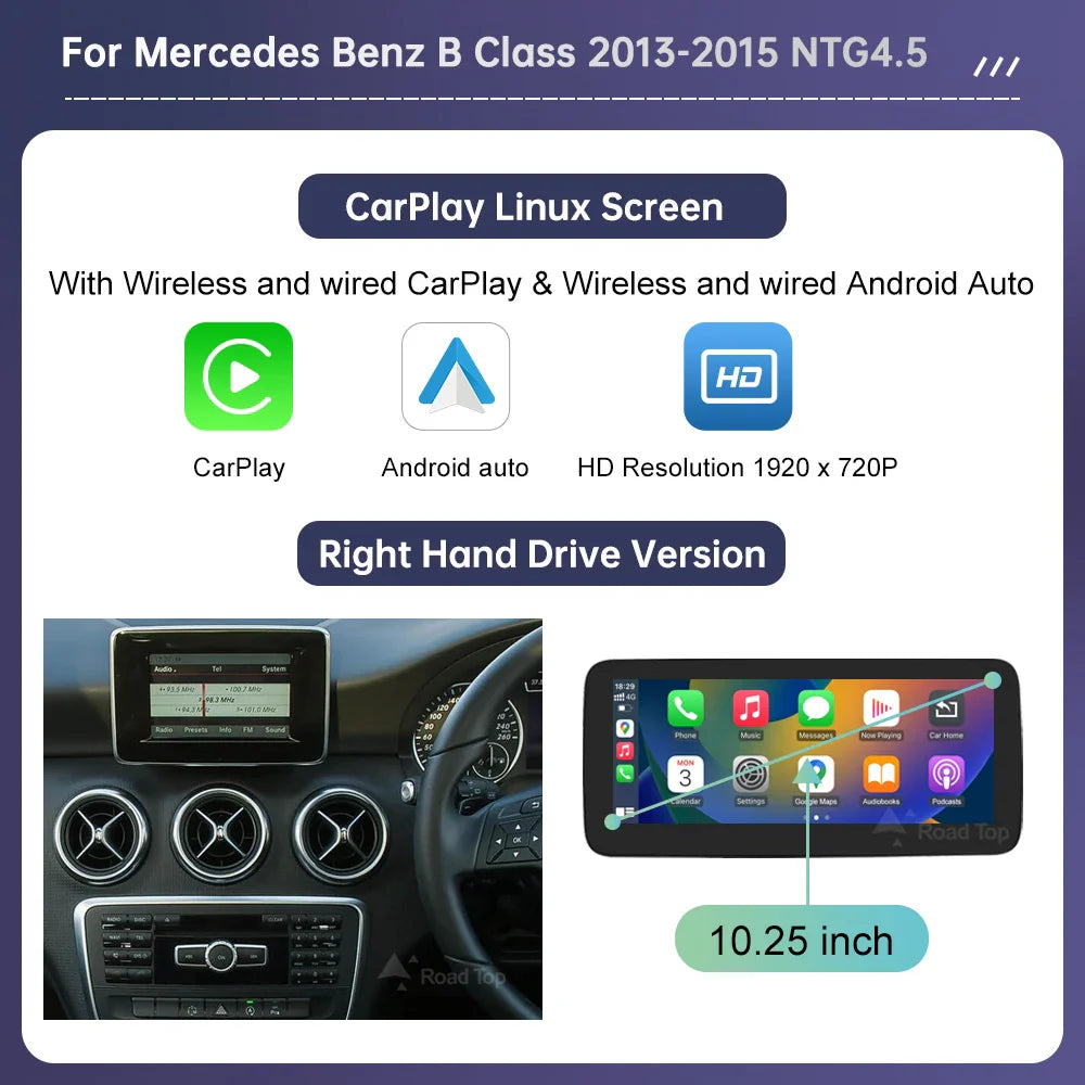 Touch Screen Car Radio for Mercedes Benz A B Class W176 CLA GLA W246 NTG4.5 Multimedia GPS With Carplay Android Auto Mirroring