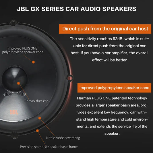 JBL car audio speaker two-way treble midrange bass subwoofer 210W real power not false standard stereo surround sound
