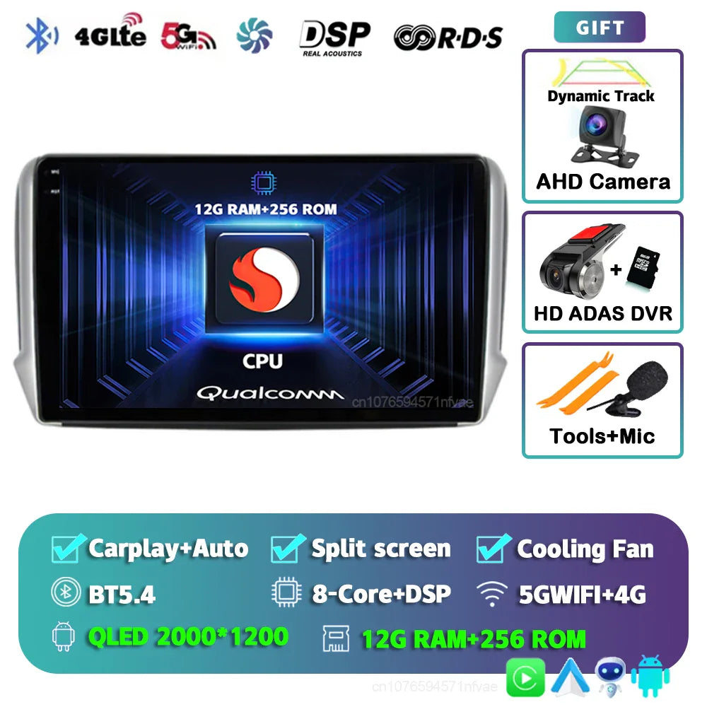 Android 14 For Peugeot 2008 208 2012-2018 Car Radio Multimedia Player Navigation GPS Wireless Carplay Android Auto Stereo 2Din
