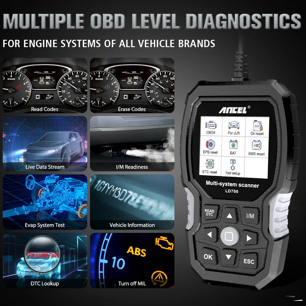 Ancel TD700 OBD2 Scanner All System Fit For TOYOTA CAMRY LEXUS COROLLA Reader  Transmission TPMS Relearn ABS Engine