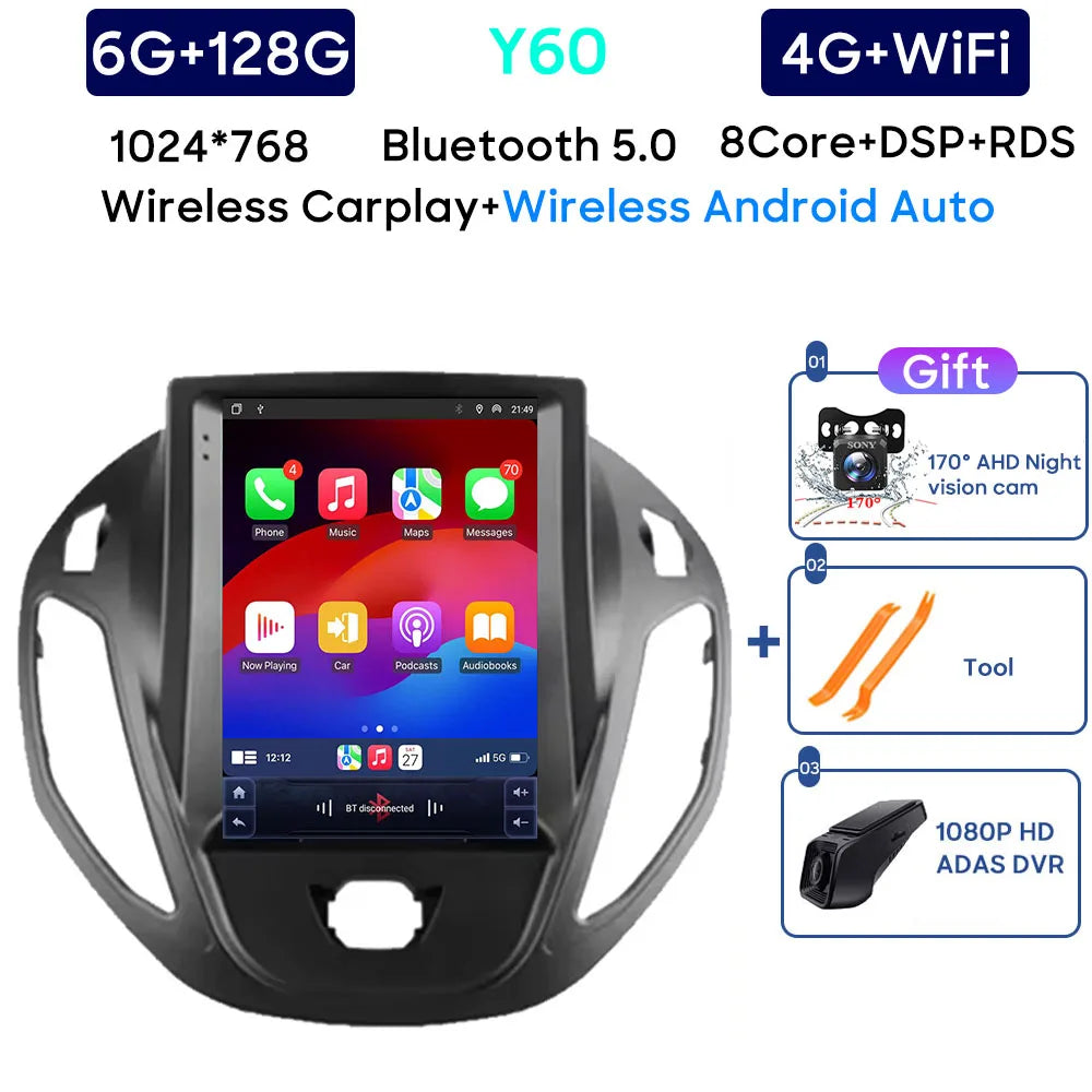 Android 14 Car Radio For Ford B-Max Transit Courier Tourneo 2012 - 2018 Carplay Navigation GPS Carplay Multimedia Player No 2din