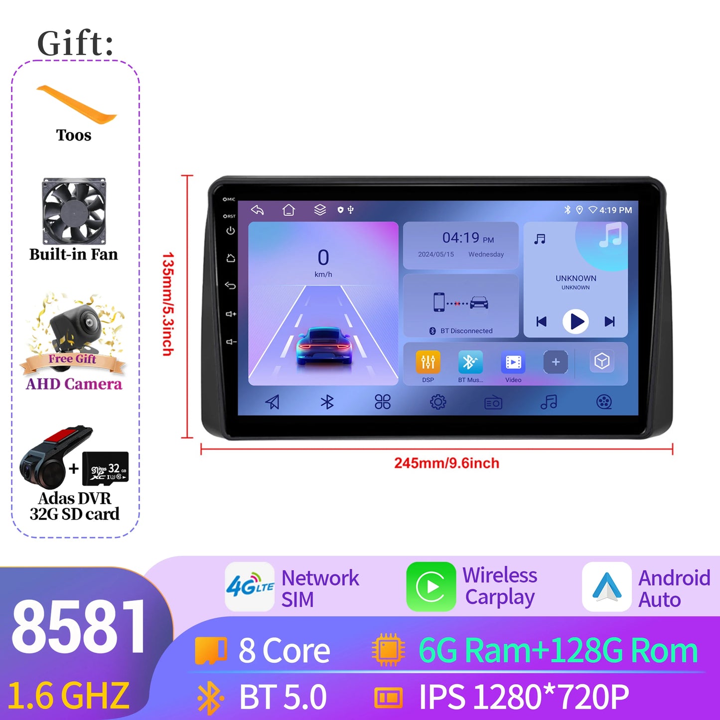 For Chrysler Grand Voyager 5 2011-2015 Android 14 Car Radio Stereo Multimedia Video Player Navigation Carplay BT 2K QLED Screen