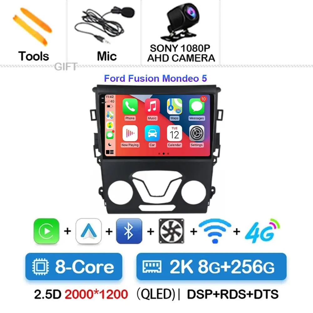 Android 15 Carplay Auto 4G WIFI GPS For Ford Mondeo 5 Fusion 2012-2019 Car Radio Multimedia Player Video Stereo Head Unit 2din