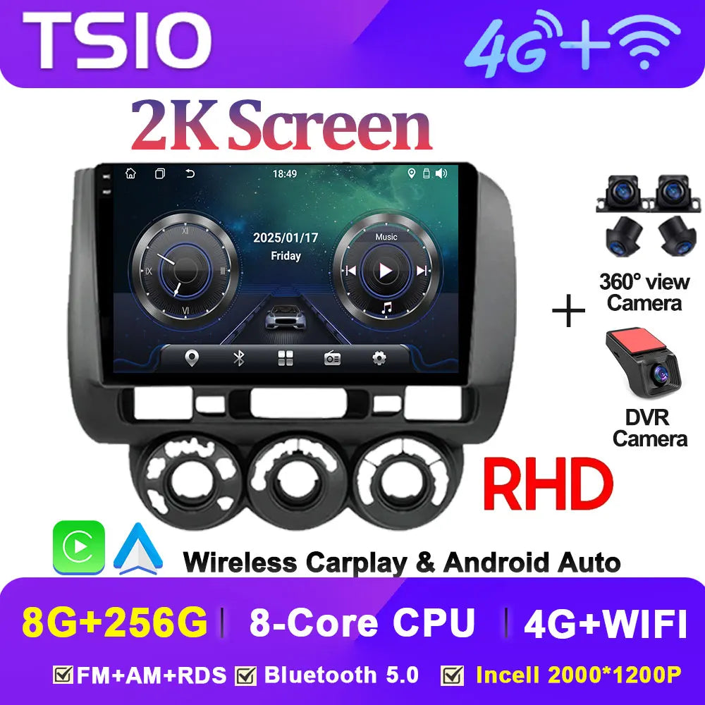 Android 14 Car Radio Multimedia Player For HONDA FIT JAZZ 2002 2003 - 2007 LHD RHD Carplay Autoradio GPS Navi 5G Wifi Bluetooth