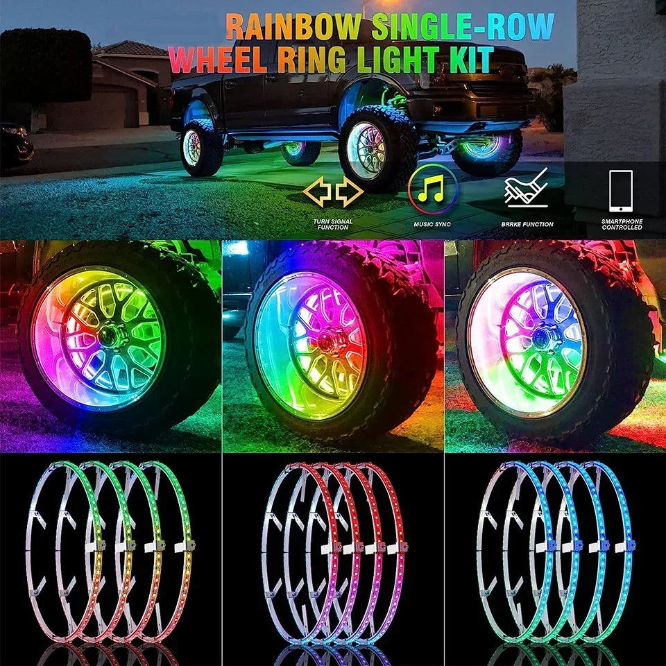 4Pcs Hub Light Wheel Led Car Modification Accessories Dream Colorful Auto SUV Styling Lamp with tune brake signal APP Remote 12V