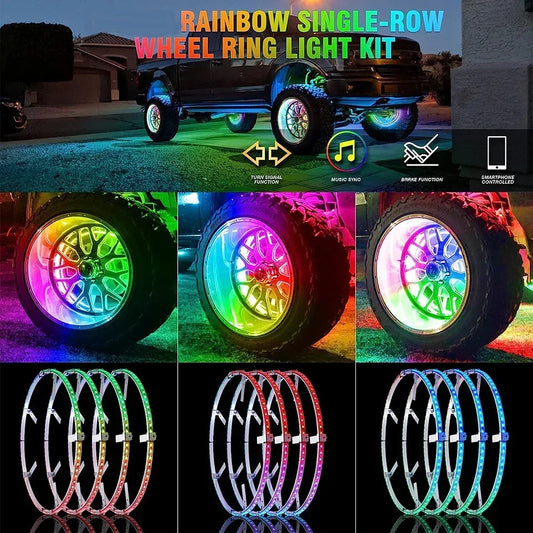 4Pcs Hub Light Wheel Led Car Modification Accessories Dream Colorful Auto SUV Styling Lamp with tune brake signal APP Remote 12V