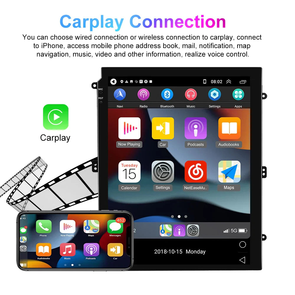 Podofo 8+128G 9.7''Car Radio For Nissan TIIDA 2016 Multimedia Player Carplay Android Auto 8Core WIFI&4G GPS Navigation Car Audio