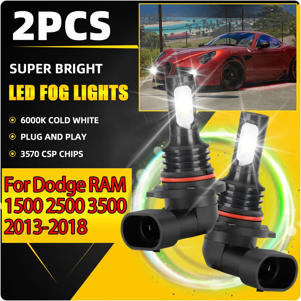 90W 9005 HB3 LED Fog Lamps 20000LM High Power Auto Front Fog Lights For Dodge RAM 1500 2500 3500 2013 2014 2015 2016 2017 2018