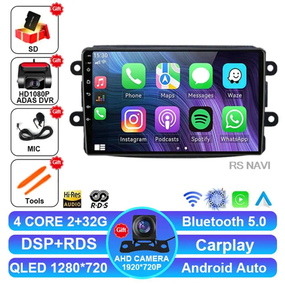 Android 14 For Renault Dacia LOGAN sandero Duster Lodgy Lada Xray Captur Dokker Car Radio Multimedia Navigation Video Player GPS
