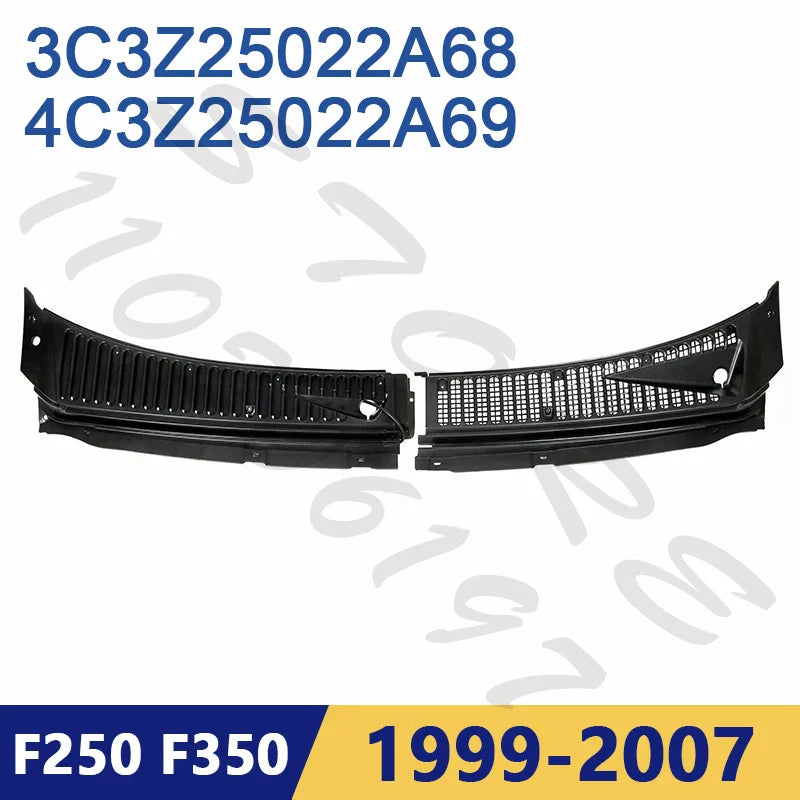 for 1999-2007 Ford F250 F350 Windshield Wiper Cowl Grille Vent Cover Panel Hood Assembly Replacement 3C3Z25022A68 / 4C3Z25022A69