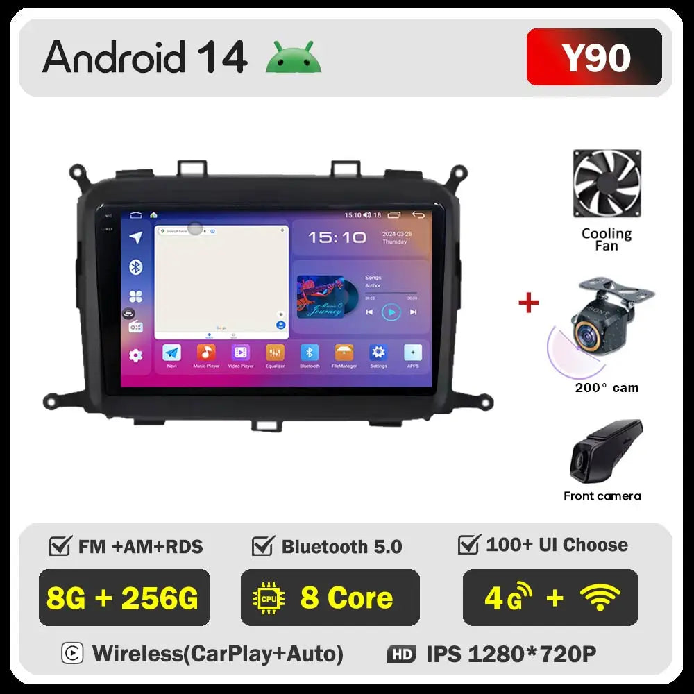 Android 14 Carplay Auto Car Radio For Kia Carens 2013 - 2018 Multimedia Player Auto Radio GPS Navigation TV Head Unit No 2 Din