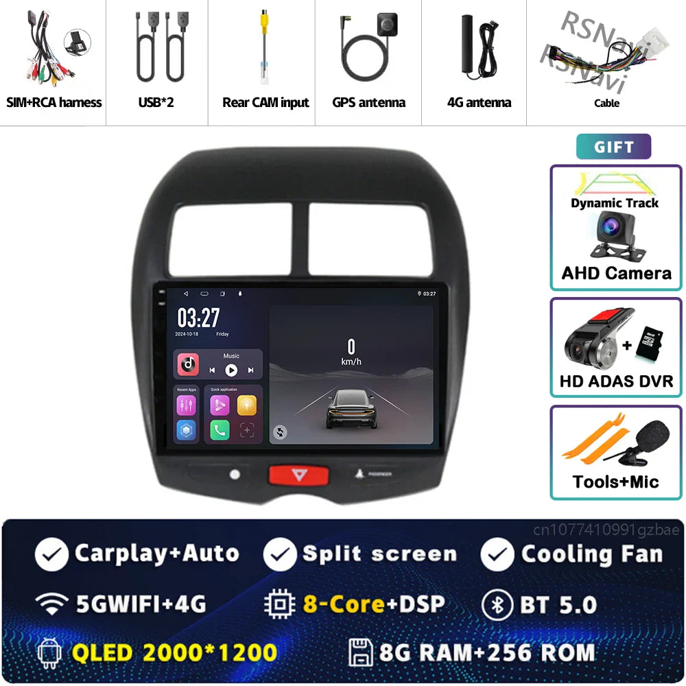 Android 14 For Mitsubishi ASX 1 2010 - 2016 2K QLED Android Car Radio Multimedia Video Player GPS Stereo CarPlay 4G Head Unit