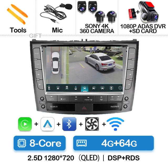 Android 14 Car Radio For Lexus IS250 IS300 XE20 IS220 IS350 2005 - 2012 Multimedia Video Player NAVI GPS 4G WIFI Carplay Auto BT