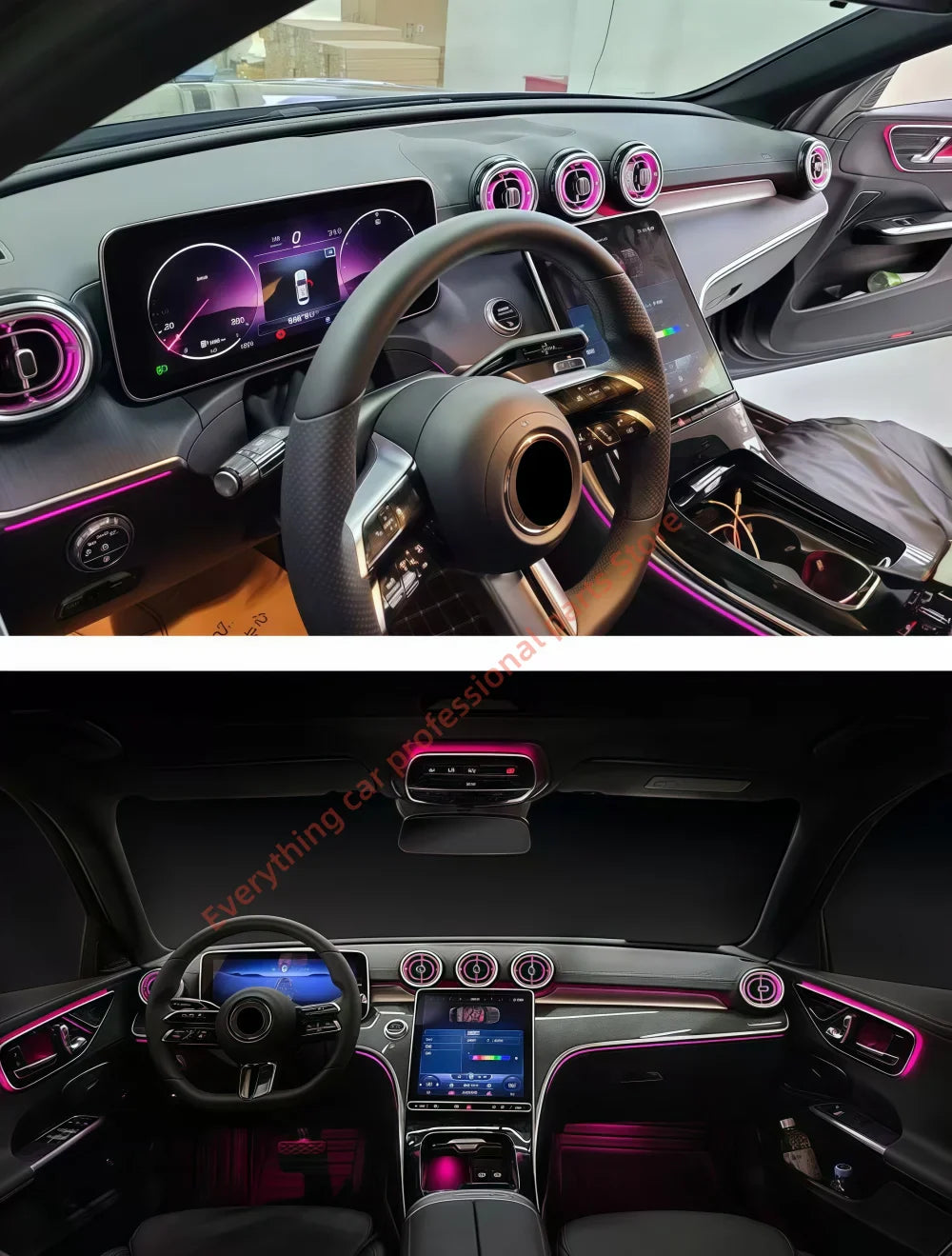 Car 64 color Ambient light for Mercedes Benz W206 X254 GLC C-class LED Air vents, Door handles, Interior lights modification