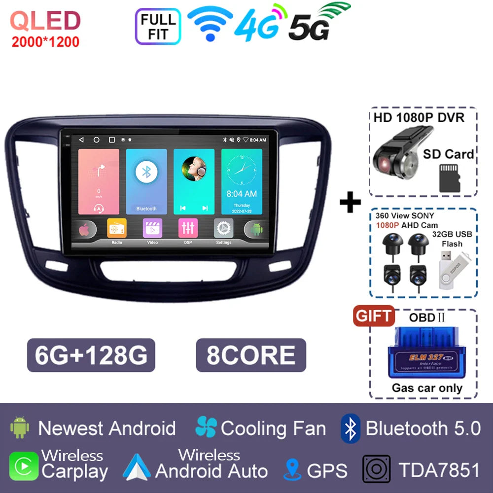 For Chrysler 200 200C 2015 - 2019 Android 14 Radio Video Player Car Autoradio Multimedia Screen Stereo Carplay Navigation