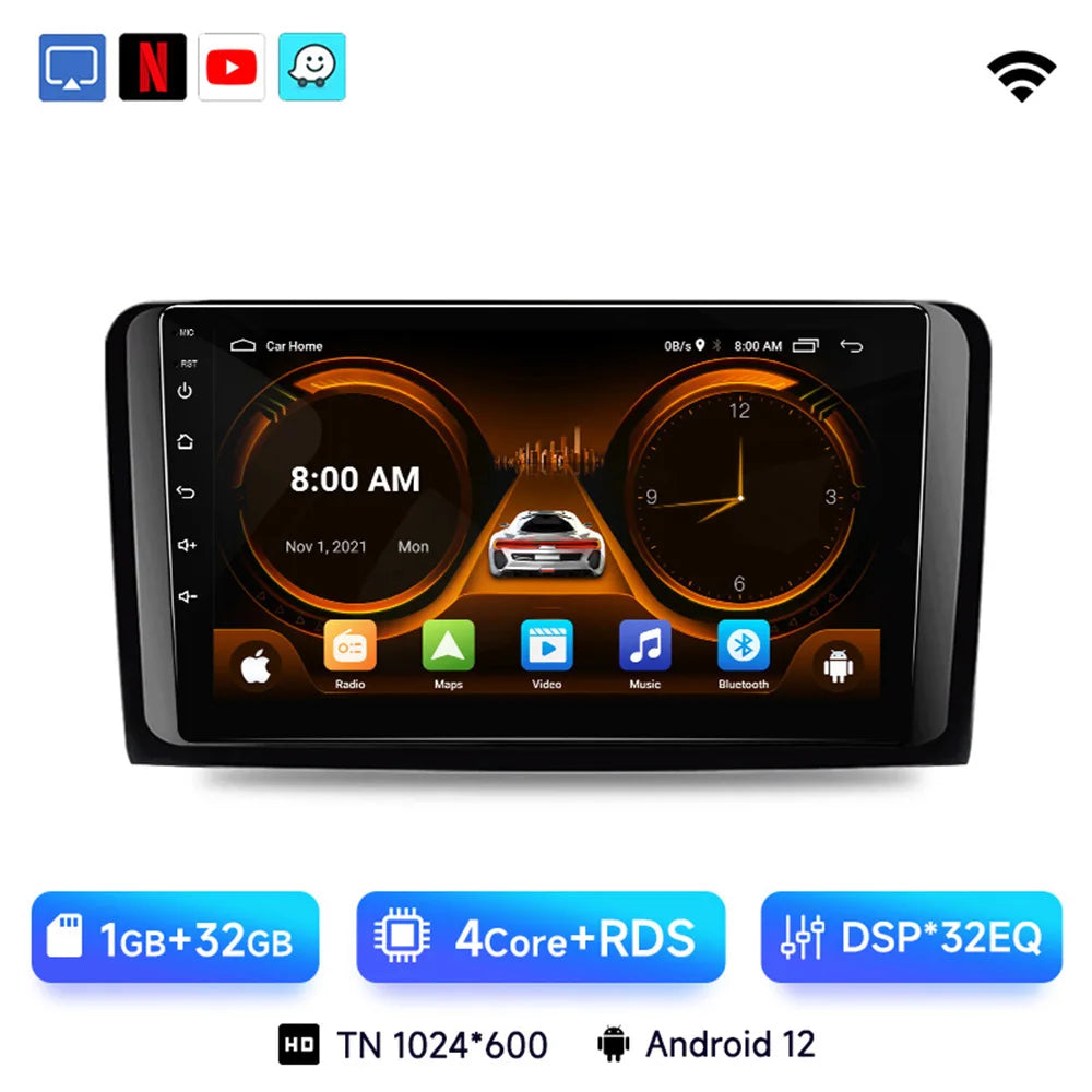JIUYIN  Android 13 Car Radio For Mercedes Benz M-Class W164 GL-Class X164 ML GL 2005-2012 wireless CarPlay Android Auto 2din DVD