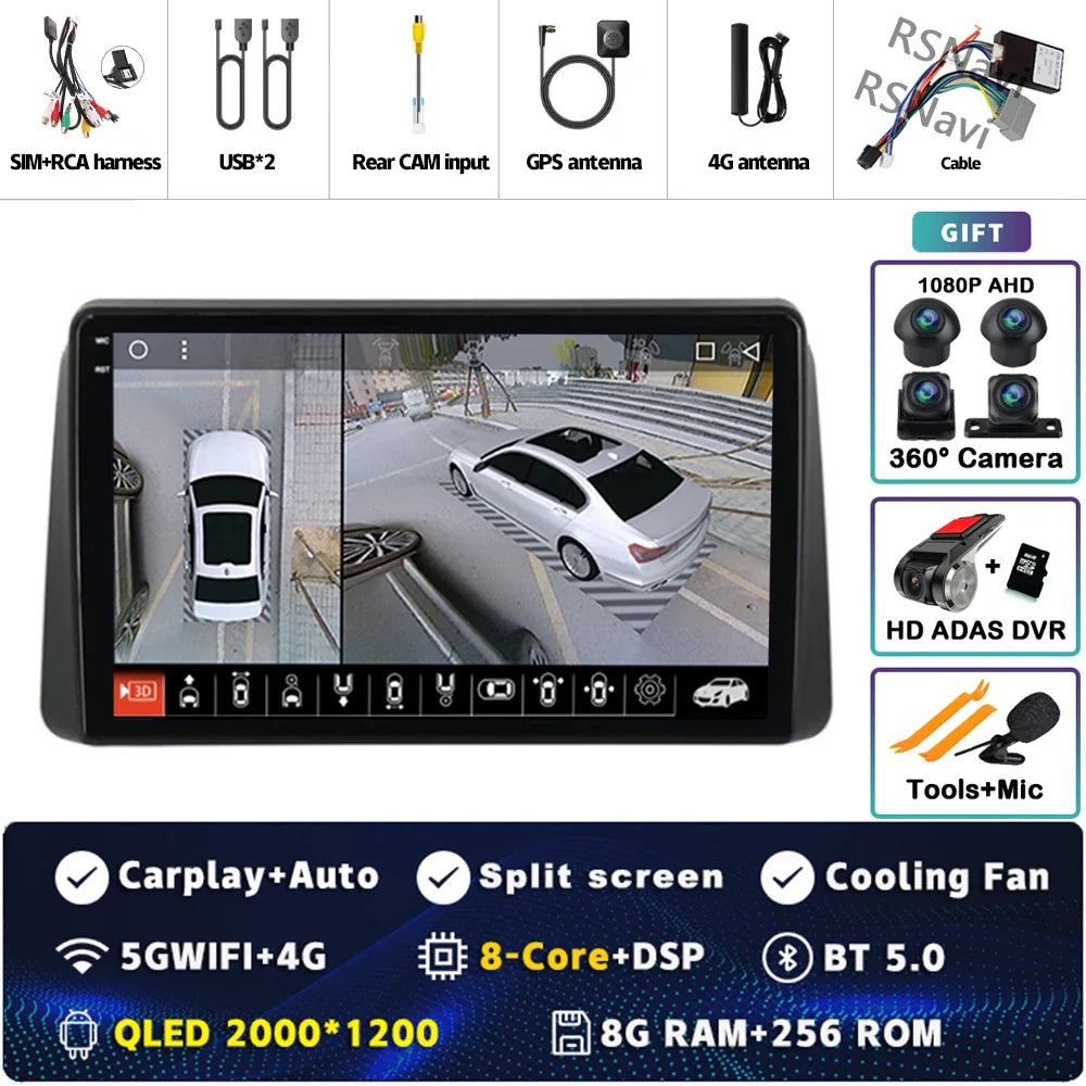 Android 14 Carplay Car Radio For Chrysler Grand Voyager 5 For Dodge Grand Caravan 2008 2011-2020 GPS Multimedia Stereo Head Unit