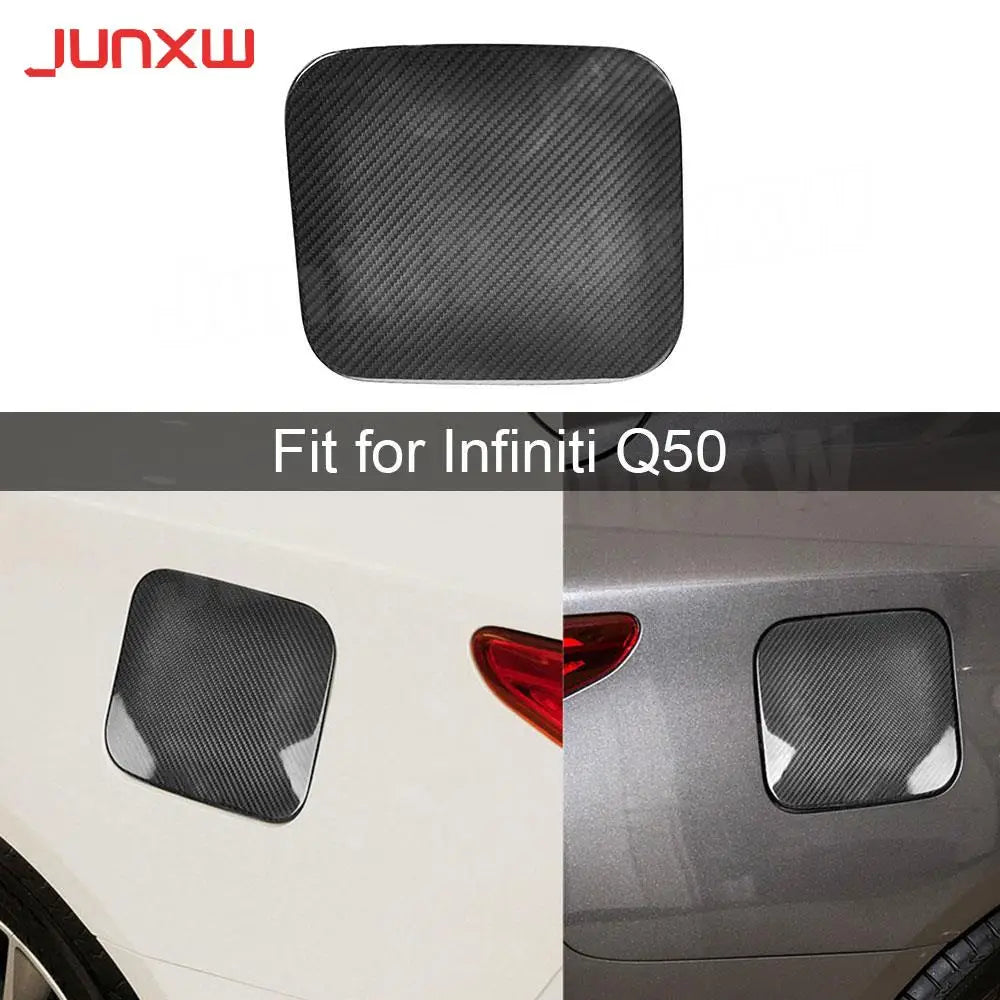 Carbon Fiber Outside Oil Filler Door Fuel Tank Cap Cover Decoration Parts for Infiniti Q50 2016-2022 Car Accessories