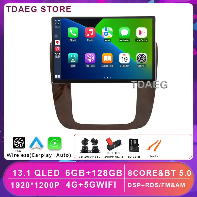 13INCH Android 14 For GMC Yukon Chevrolet Tahoe Suburban 2008 - 2012 Multimedia Video Player 4G WIFI Navigation GPS Carplay auto