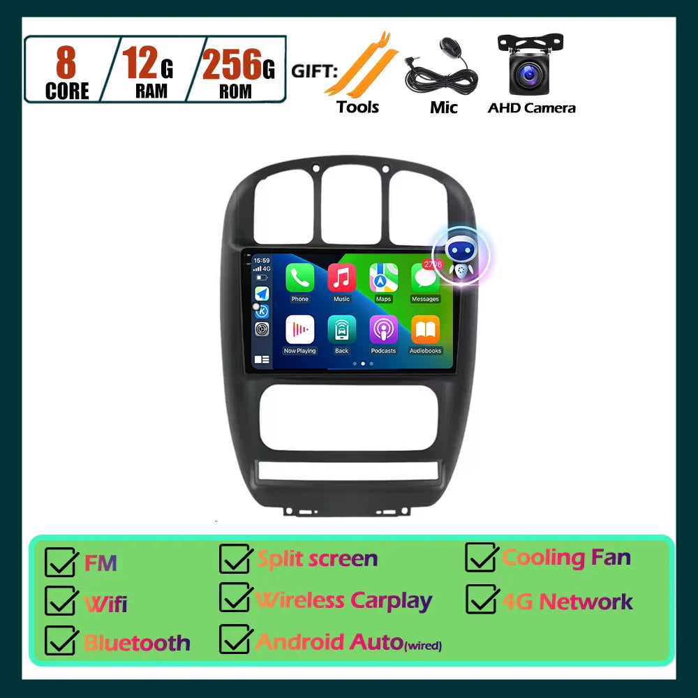 Wireless Carplay Android Auto Screen For Chrysler Voyager Rg Rs Town  & Country Rs 2000-2007 Multimedia Player Stereo Tools 4G