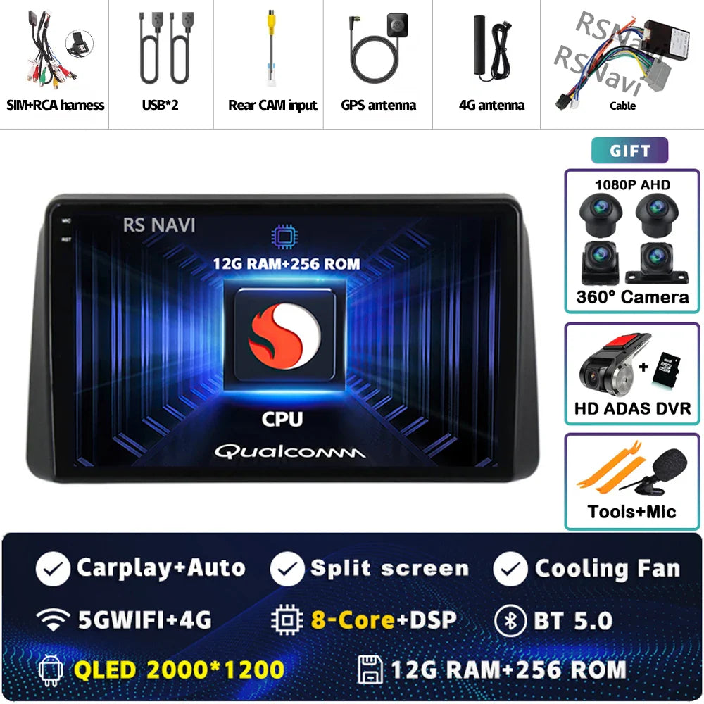 Android 14 Carplay Car Radio For Chrysler Grand Voyager 5 For Dodge Grand Caravan 2008 2011-2020 GPS Multimedia Stereo Head Unit