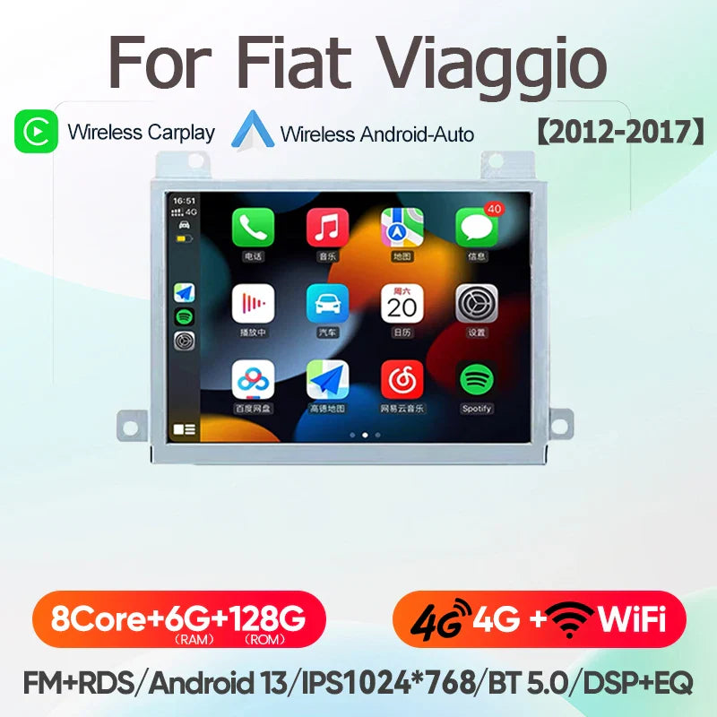 For Fiat Viaggio/Ottimo Dodge Dart 2012~2017 8Core Carplay Android13 Radio Car GPS Multimedia Player Stereo Screen Audio Navigat