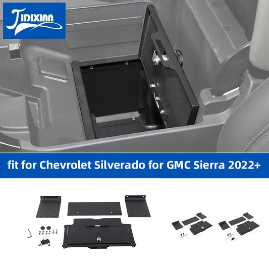 fit for Chevrolet Silverado for GMC Sierra 2022 2023 2024 Up Car Center Console Armrest Safe Storage Box Key Combination Lock