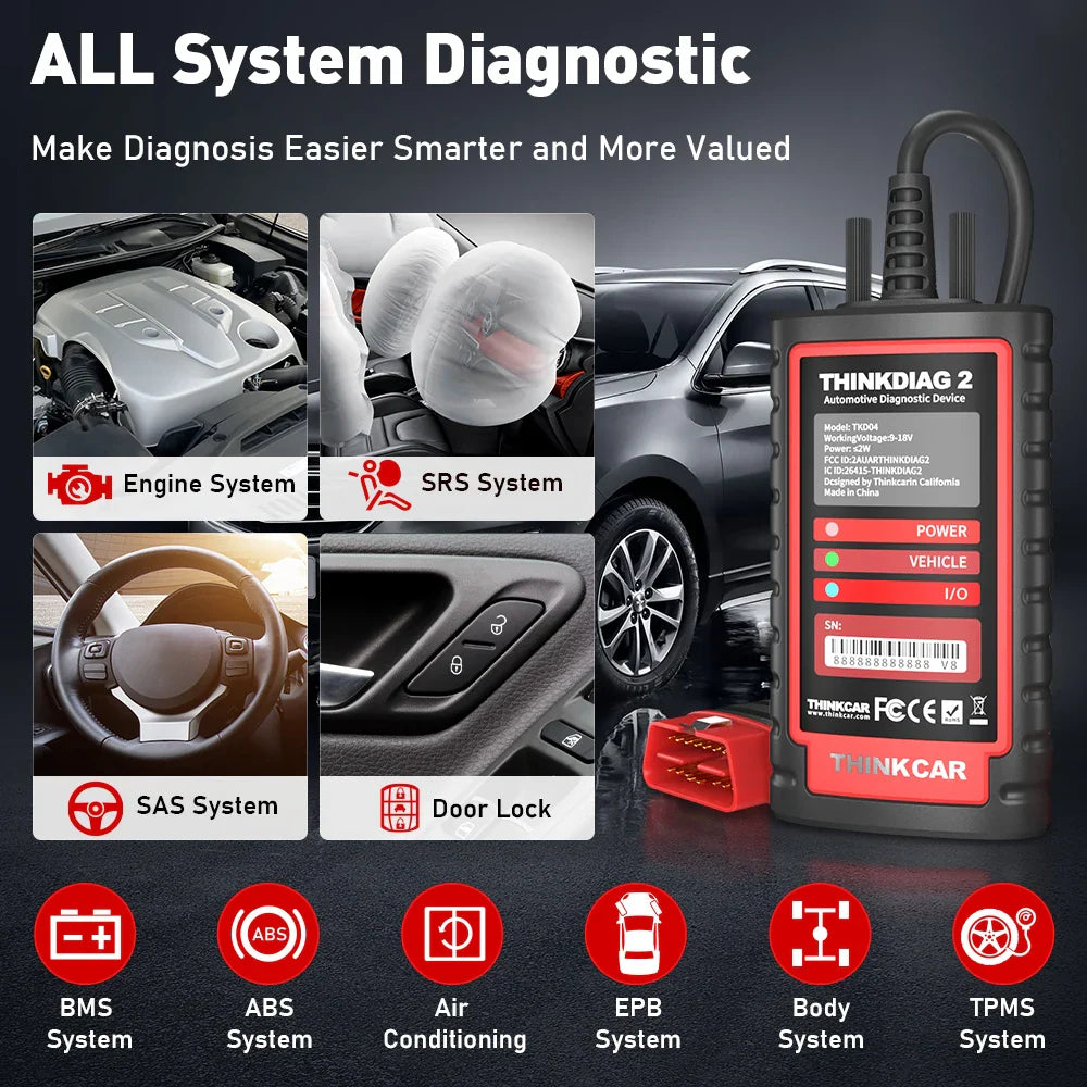 THINKCAR THINKDIAG 2 /KINGBOLEN Ediag Plus CAN FD All Systems 15 Reset Services ECU Coding OBD2 Scanner Car Diagnostic Tool