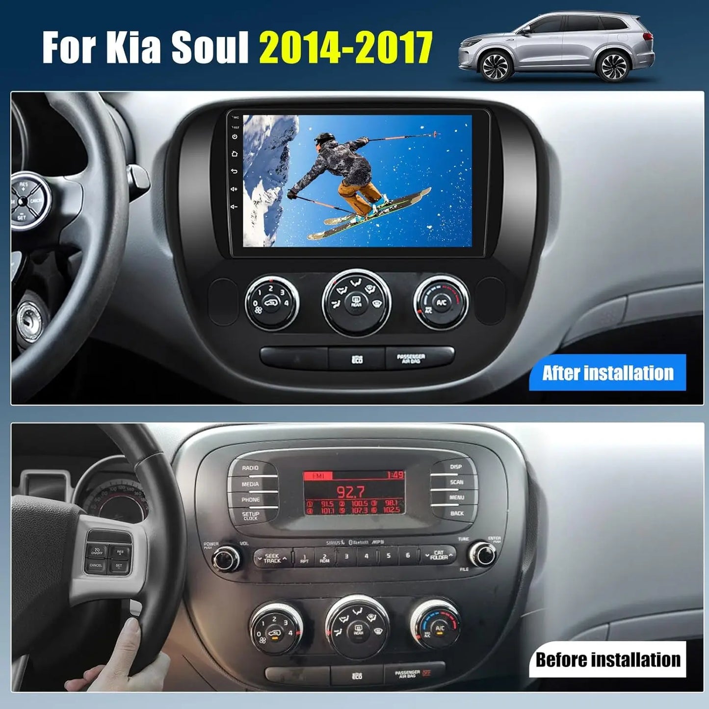 9 Inch Android 13.0 2G+32GB For KIA SOUL 2013-2019 Car GPS Navigation Multimedia Player Radio Tape Recoder Head Unit DSP Carplay